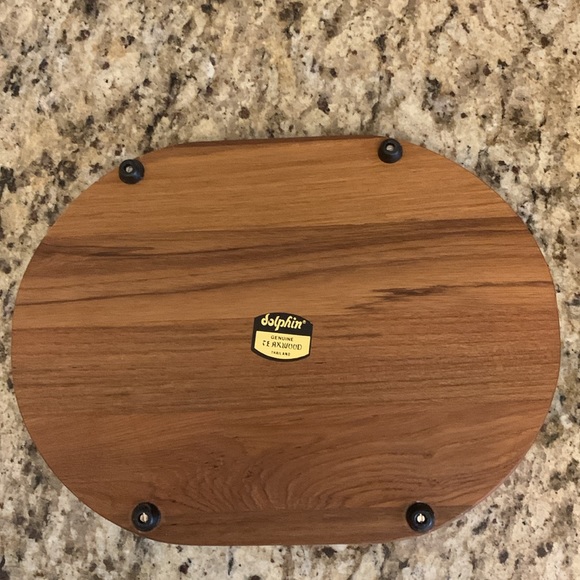 Vintage Teak Wood & Marble Cheese Board - Picture 2 of 4